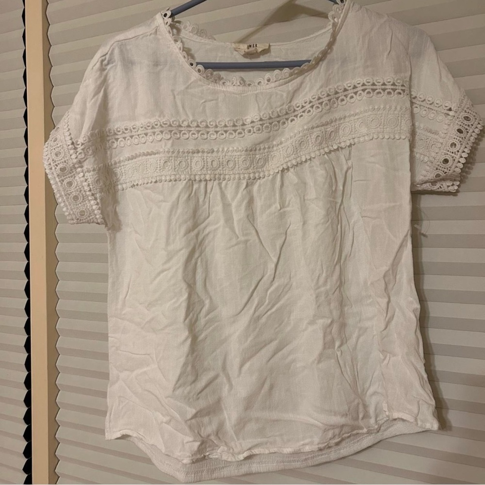 Elegant White Lace Trim Top